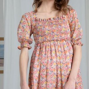 Floral Dress With Smocking